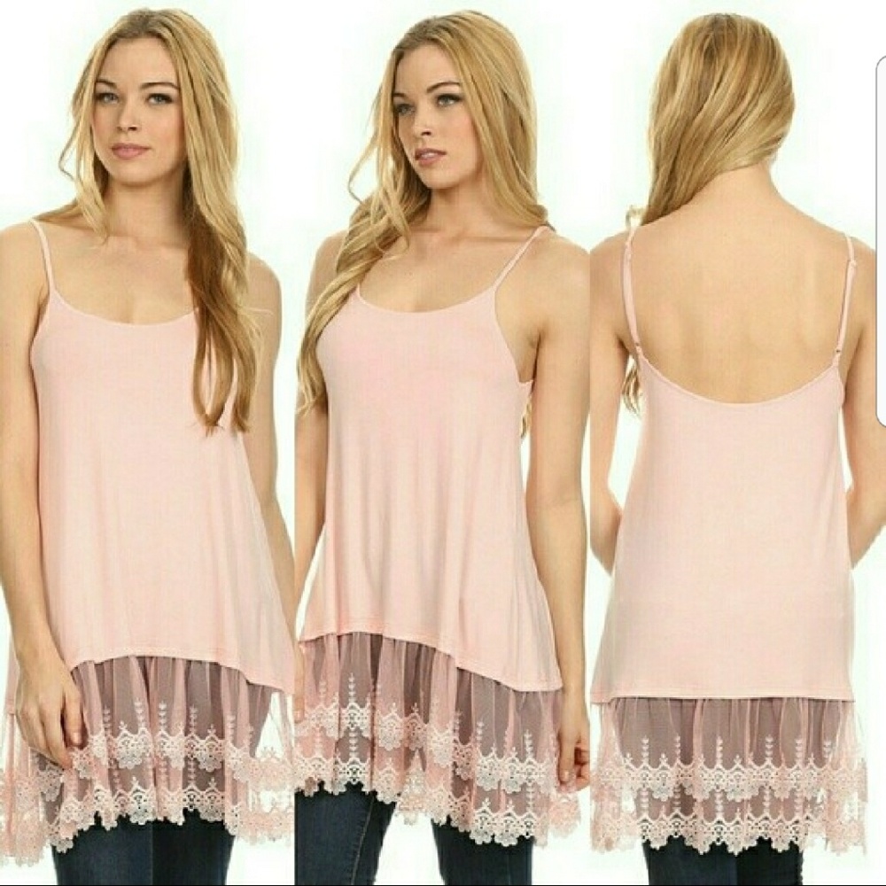 💗Lovely Laced Hem, Long Tank/Extender